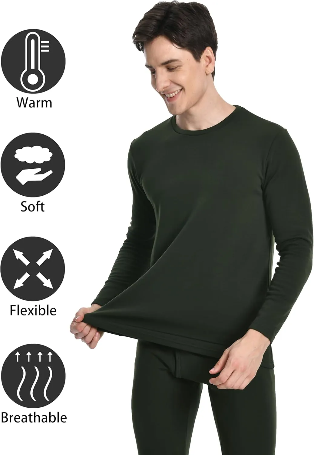 Nutria Mens Heavyweight Thermal Underwear Set Thick Fleece Lined Long Johns Extreme Cold Winter Base Layer Top and Bottom U08