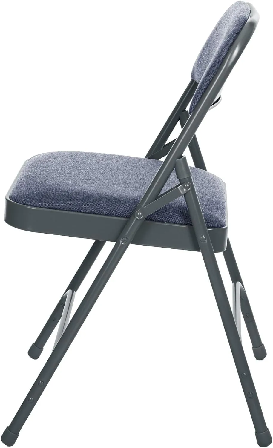 OEF Furnishings Deluxe Fabric Upholstered Folding Chair, Blue/Blue – Reliable Double Hinge Frame with Soft Fabric Padding