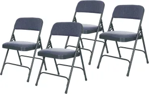 OEF Furnishings Deluxe Fabric Upholstered Folding Chair, Blue/Blue – Reliable Double Hinge Frame with Soft Fabric Padding