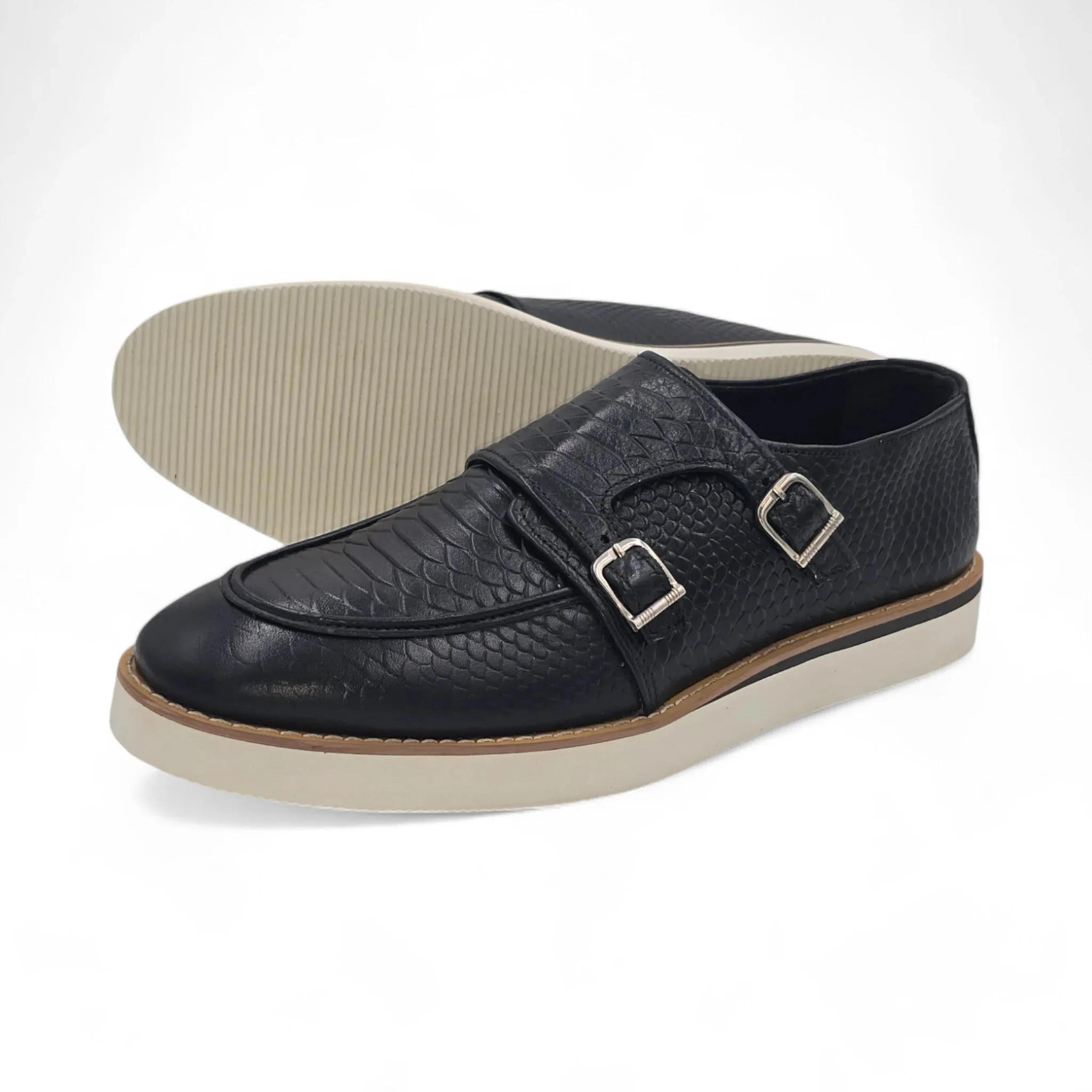 OK-4038 Double Monk Crocodile Leather