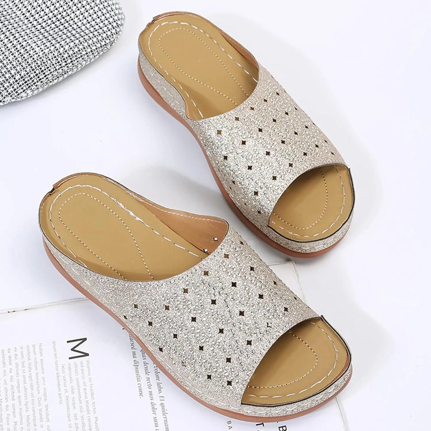 Orthopedic Slides for Women with Arch Support Summer Sandals Comfortable Walking Shoes Lightweight Adjustable Straps Beach Casual Outdoor Recovery Footwear