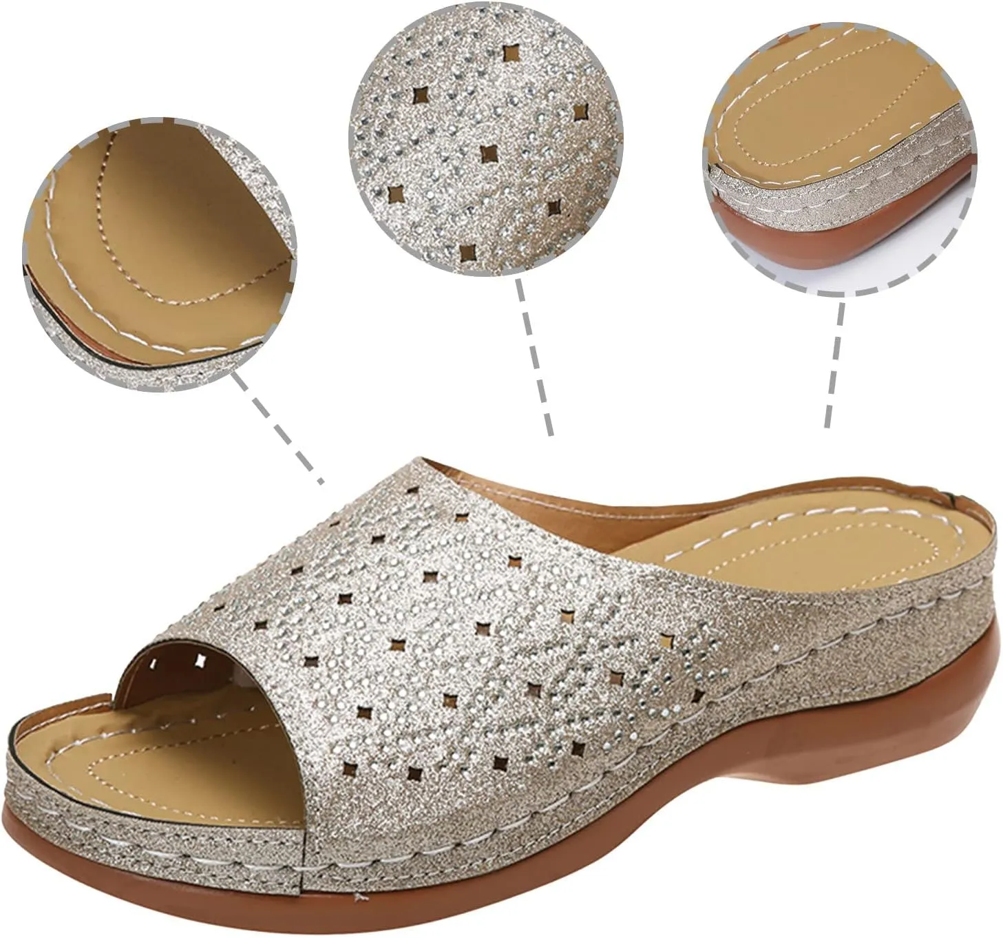 Orthopedic Slides for Women with Arch Support Summer Sandals Comfortable Walking Shoes Lightweight Adjustable Straps Beach Casual Outdoor Recovery Footwear