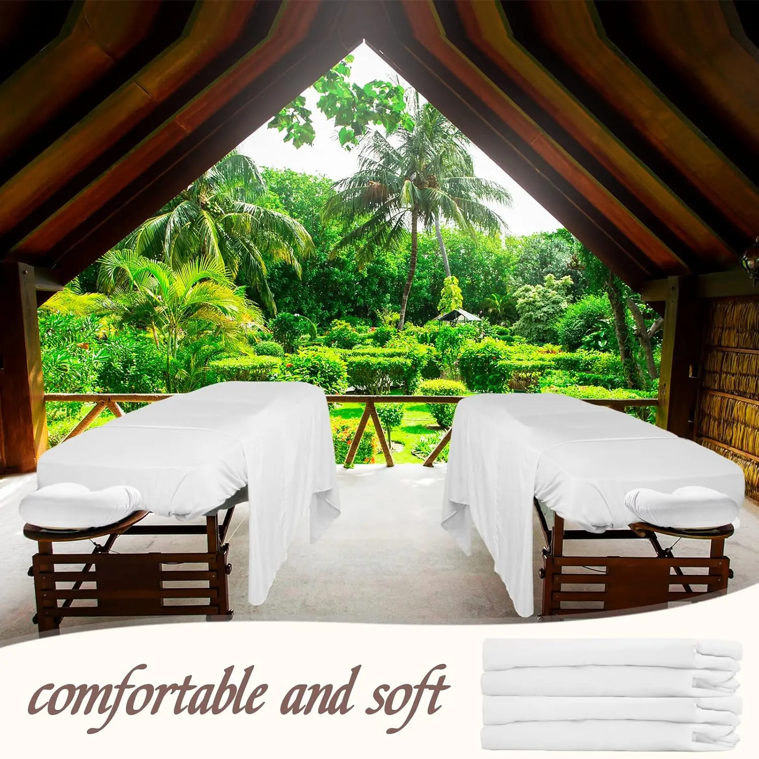 Oudain 4 Sets 3 Piece Soft Microfiber Massage Table Sheets Set Bulk Includes Massage Flat Sheet and Fitted Sheet and Face Rest Cover(White)