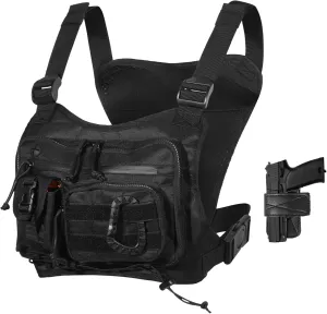 Outdoor Chest Bag for Men, Multi-pocket Chest Pack, Breathable Oxford Cloth Chest Rig, Lightweight Urban Style Chest Bag Vest for Hiking, Running, Cycling