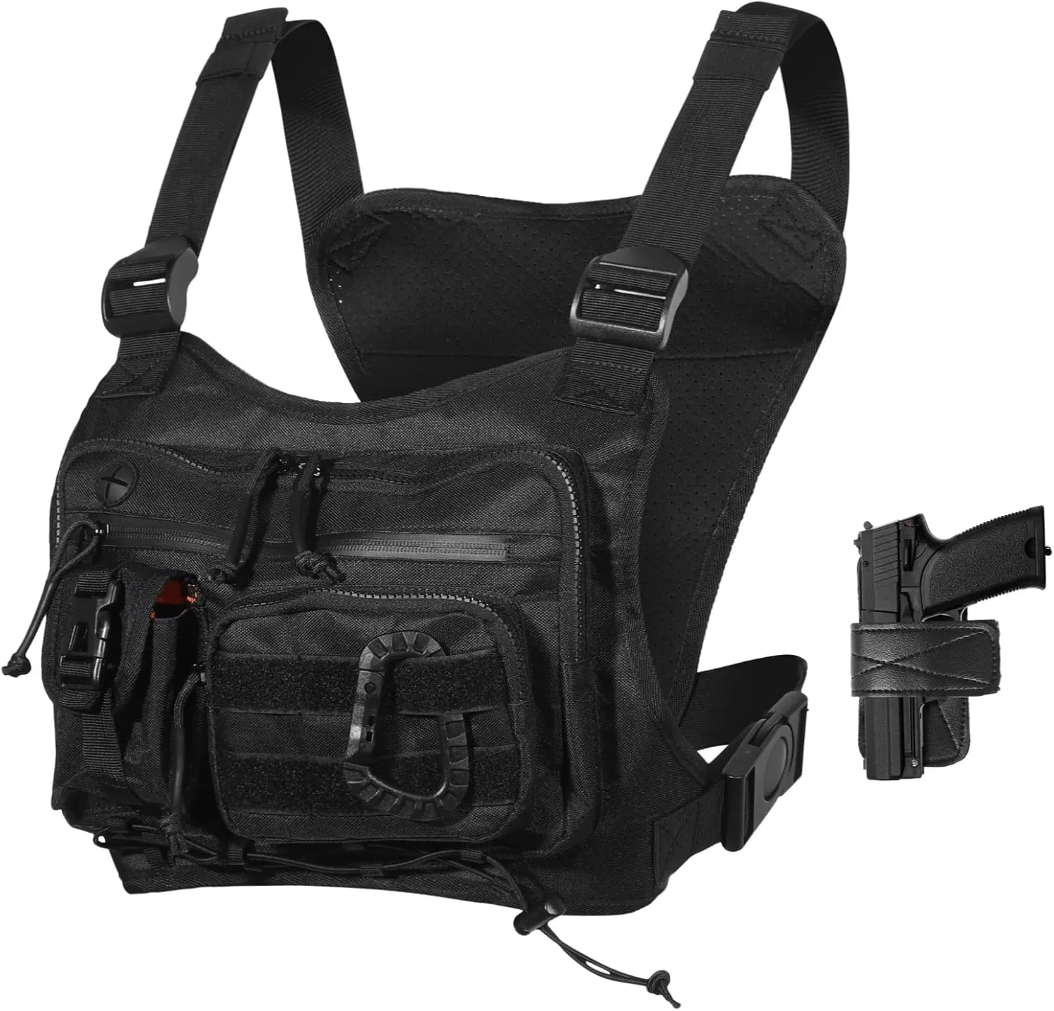 Outdoor Chest Bag for Men, Multi-pocket Chest Pack, Breathable Oxford Cloth Chest Rig, Lightweight Urban Style Chest Bag Vest for Hiking, Running, Cycling