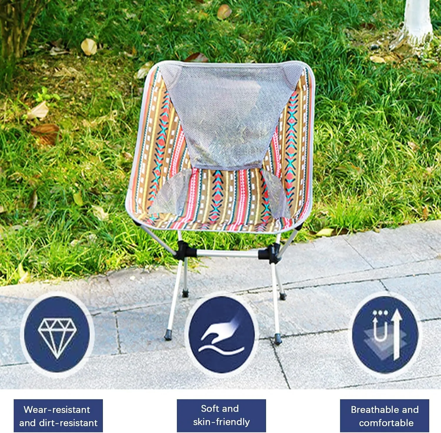 Outdoor Folding Camping Chairs, Lightweight Portable Backpacking Chair with Carry Bag for Travel, Beach, Picnic, Festival, Hiking, Supports 330 LBS,Black (Brown One Size)