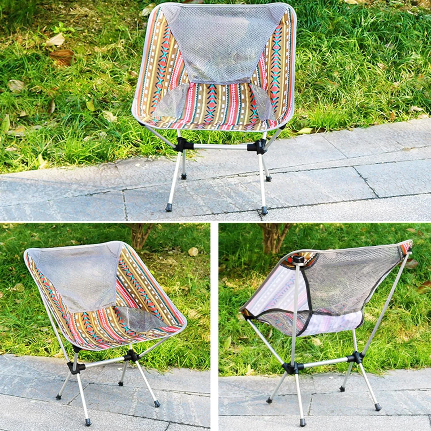 Outdoor Folding Camping Chairs, Lightweight Portable Backpacking Chair with Carry Bag for Travel, Beach, Picnic, Festival, Hiking, Supports 330 LBS,Black (Brown One Size)