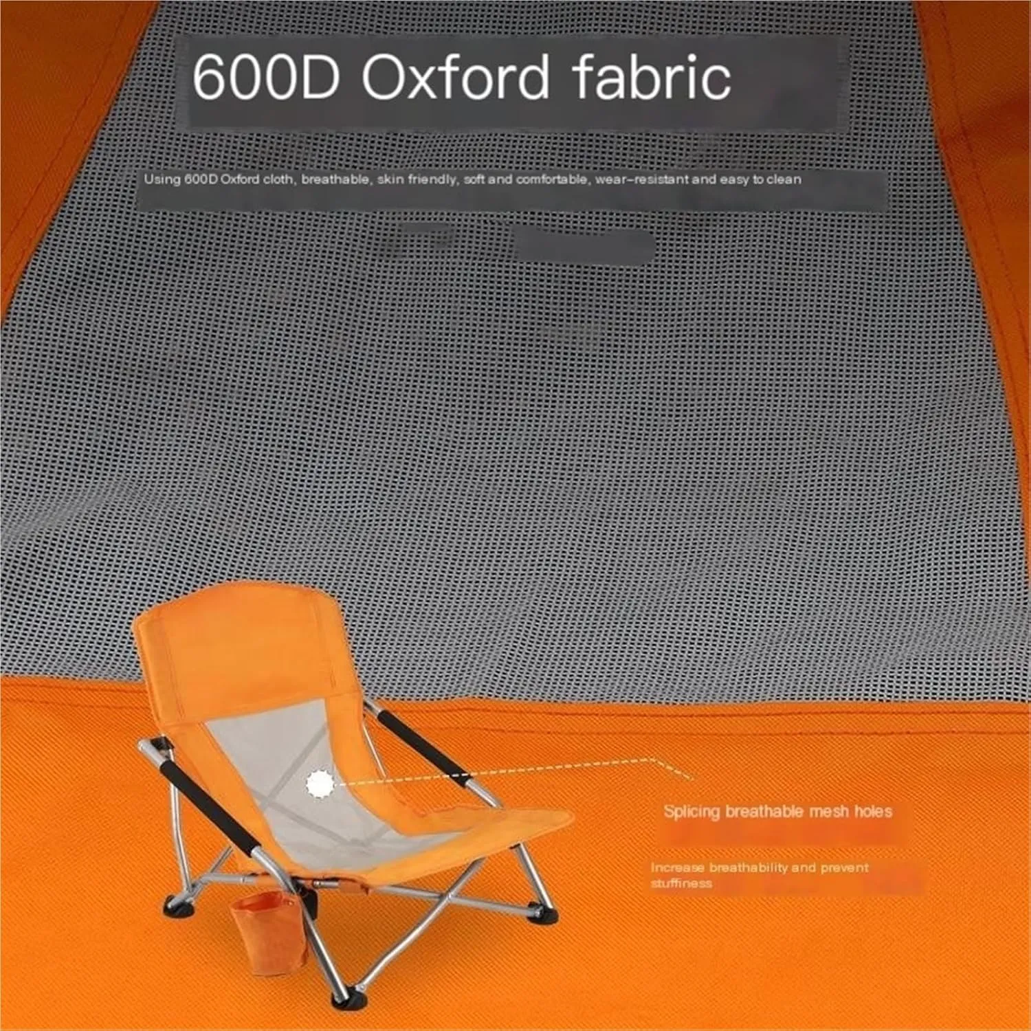 Outdoor Lounge Chair Beach Chair Folding Chair Oxford Cloth High Back Chair Blue Orange(Orange)