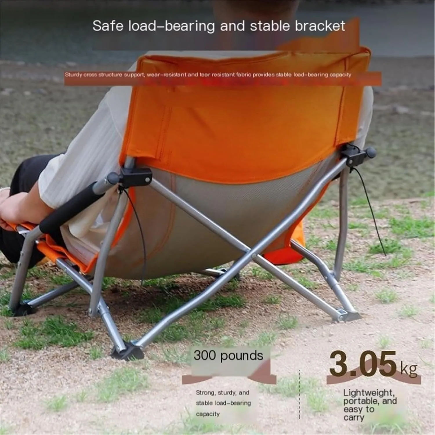 Outdoor Lounge Chair Beach Chair Folding Chair Oxford Cloth High Back Chair Blue Orange(Orange)