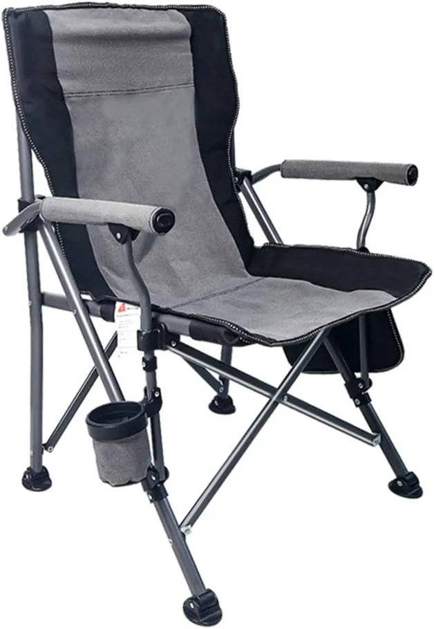 Outdoor Portable Folding Chair Leisure Camping Beach Chair Thick Steel Pipe 600D Oxford Cloth Non-Slip Foot Pad Mesh Cup Holder