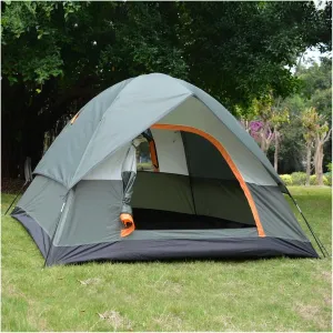 Outdoor Tent Outdoor Camping Tent Upgraded Waterproof Double Layer 3-4 Person Travelling Fishing Hiking Sun Shelter 200x200x130cm (Color : Army Green) (Army Green)