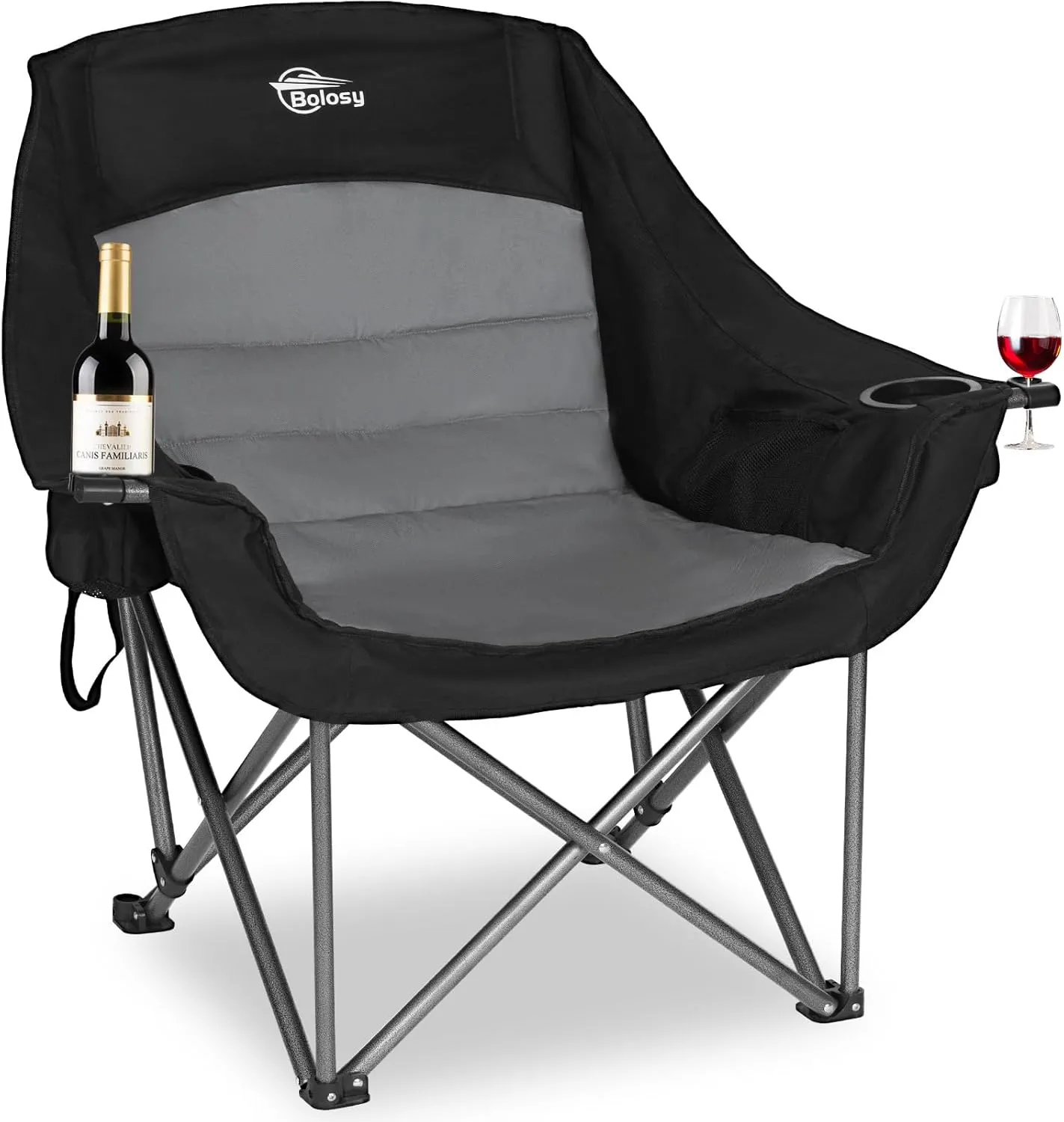 Oversized XL Camping Chairs for Adults Heavy Duty Support 500 lbs Outdoor Folding Chairs Padded Portable Lawn Chairs Camp Chairs with Cup Holder