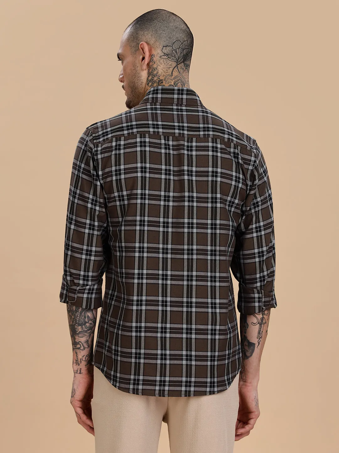 Oxford Brown Checks Cotton Shirt