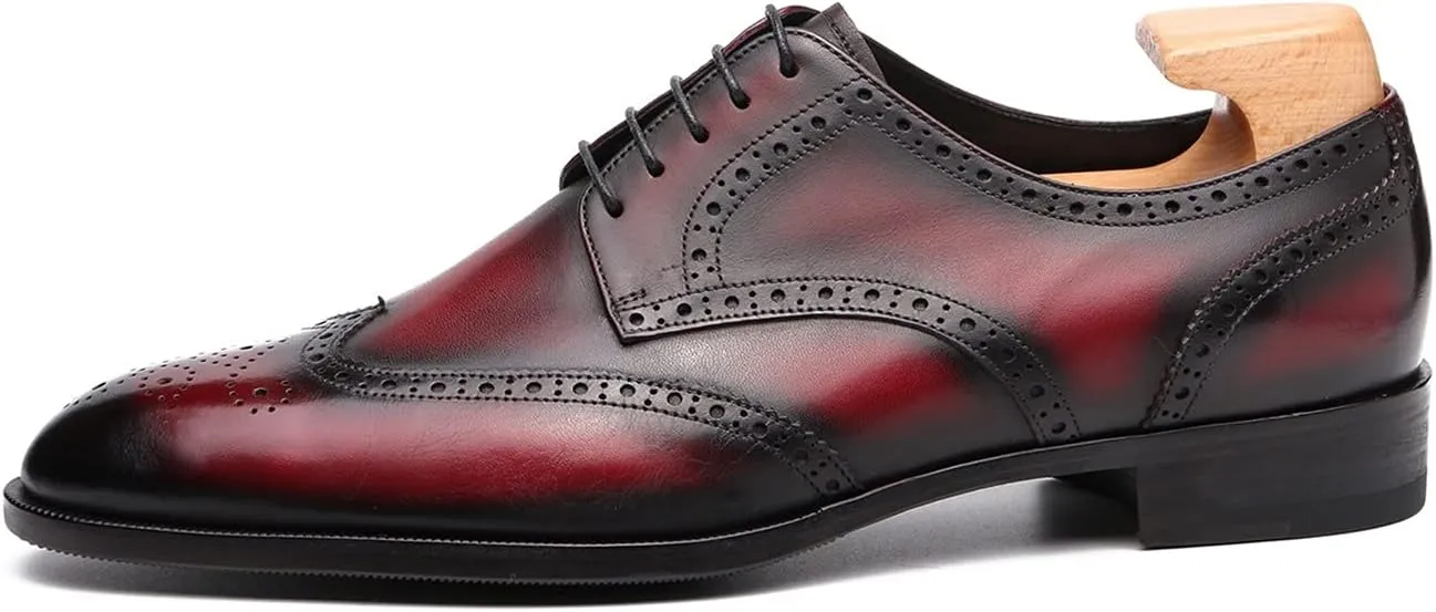 Oxford for men formal shoes handmade dress Italian Genuien grain leather luxury custom brogue wing tips round toe lace up shoes