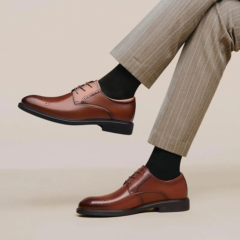 Oxford Shoes for Men's Lace Up Comfort Orthopedic Brogue Waterproof Leather Non Slip Casual