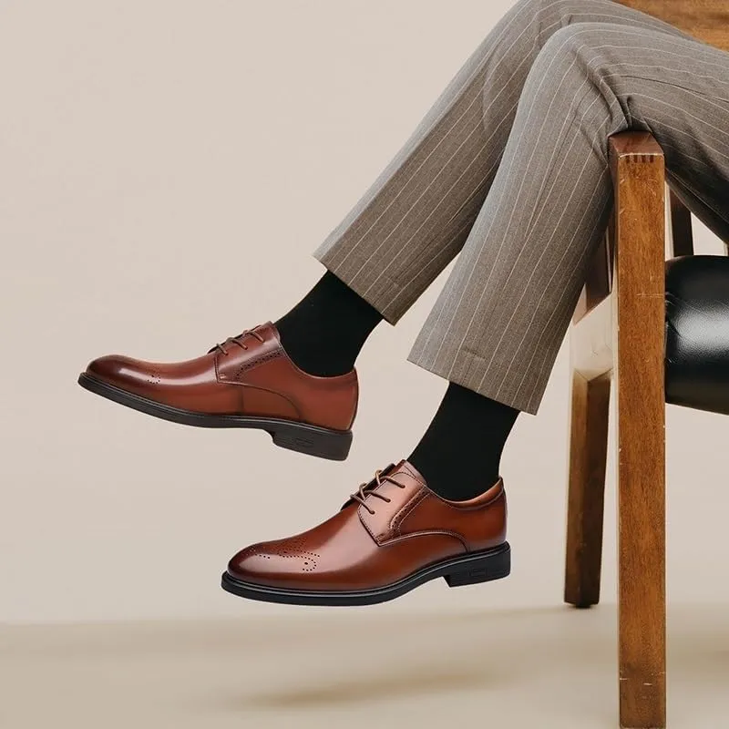 Oxford Shoes for Men's Lace Up Comfort Orthopedic Brogue Waterproof Leather Non Slip Casual