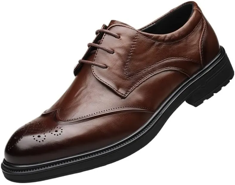 Oxfords Shoes Men's Classic Retro Casual Shoes Mens Casual Dress Shoes Leather Luxury Men's Patent Leather Formal Business Oxford Dress Shoes(Brown,7)