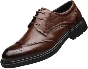 Oxfords Shoes Men's Classic Retro Casual Shoes Mens Casual Dress Shoes Leather Luxury Men's Patent Leather Formal Business Oxford Dress Shoes(Brown,7)