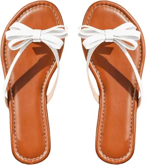 OYOANGLE Women's Cute Bowknot Flip Flop Sandals Summer Beach Vacation Thong Sandal