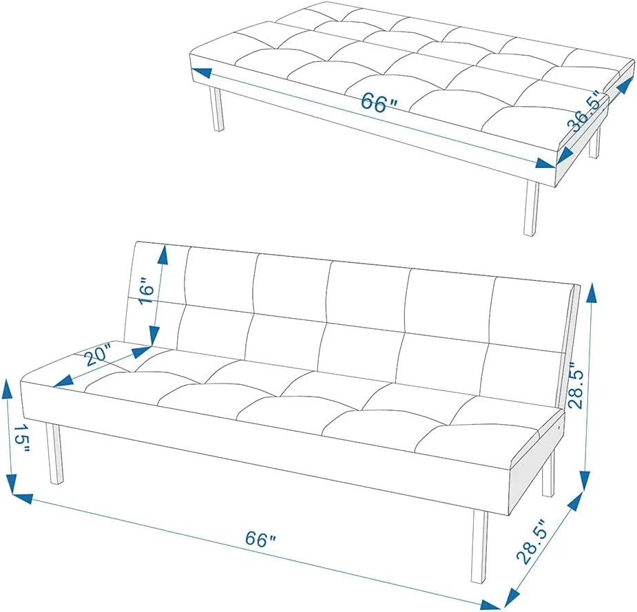 Panana Modern Convertible Futon Sofa Bed for Compact Small Space Living Room Apartment (Cream)