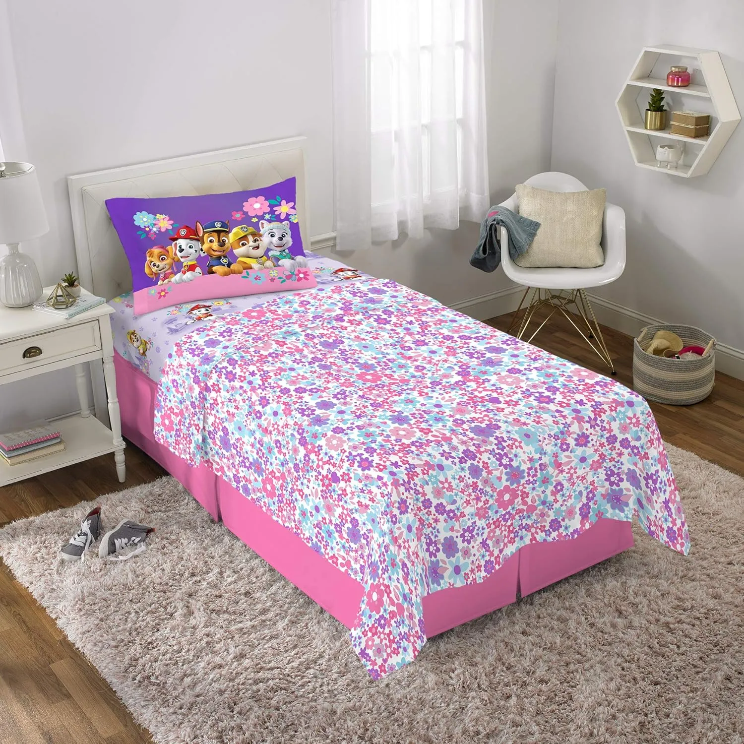Paw Patrol Girls Kids Bedding Super Soft Microfiber Sheet Set, Twin, (Official) Nickelodeon Product By Franco