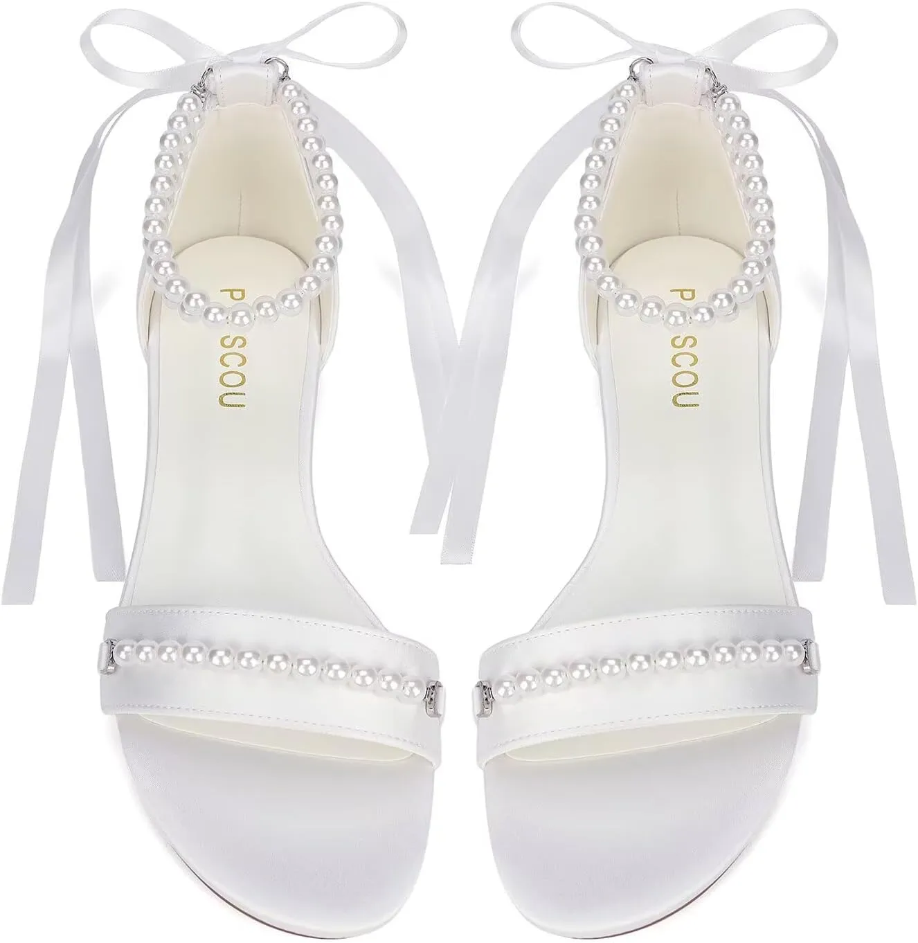Pearl Sandals Flat Wedding Shoes for Bride Open Toe Wedding Flats Bridal Shoes