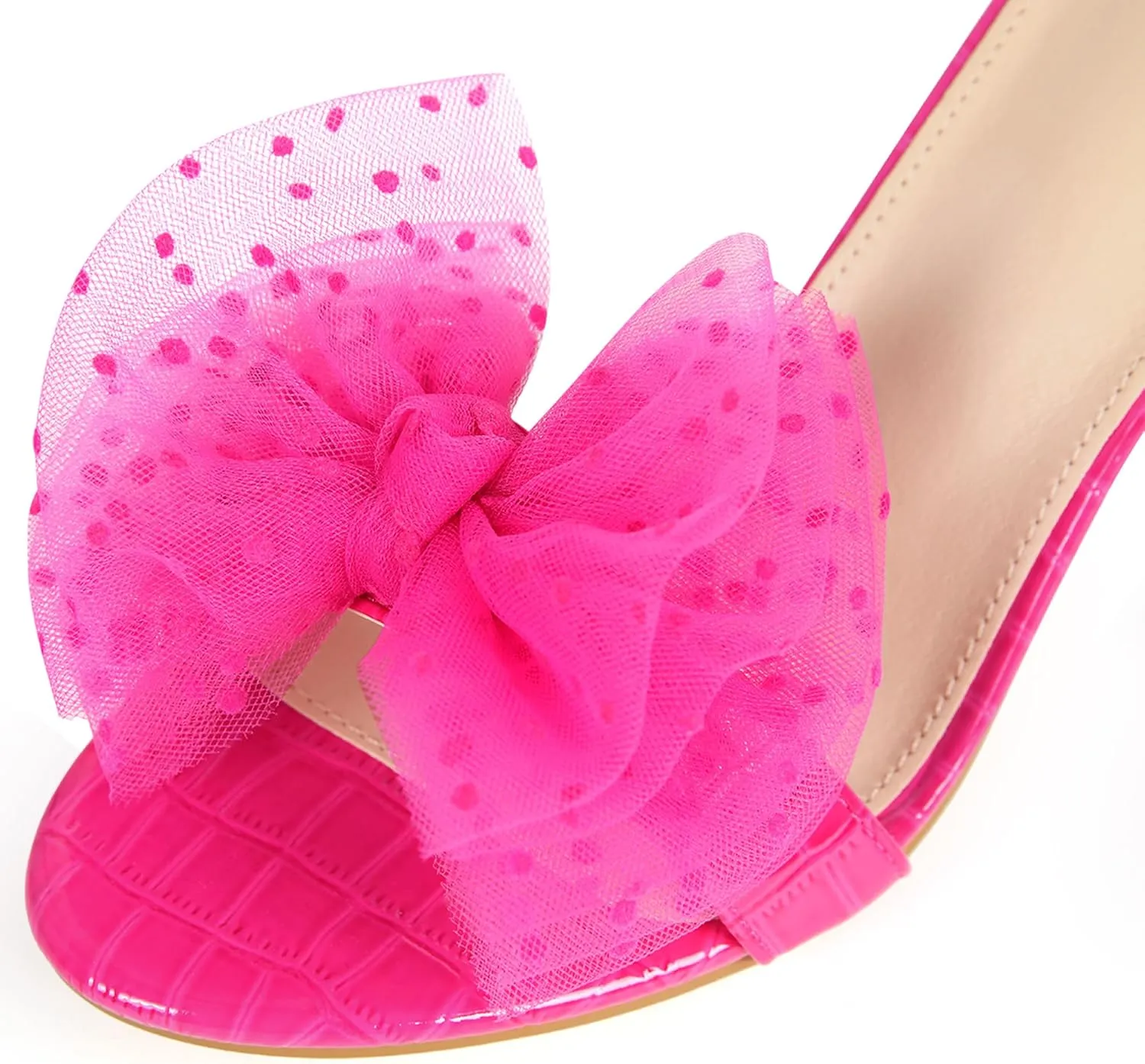 Perphy Ankle Strap Stone Printed Chunky Heel Bow Sandals for Women