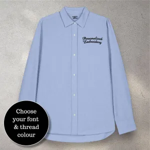 Personalised left chest embroidered women's classic fit organic cotton 'Oxford' shirt - choose your own font & thread colour