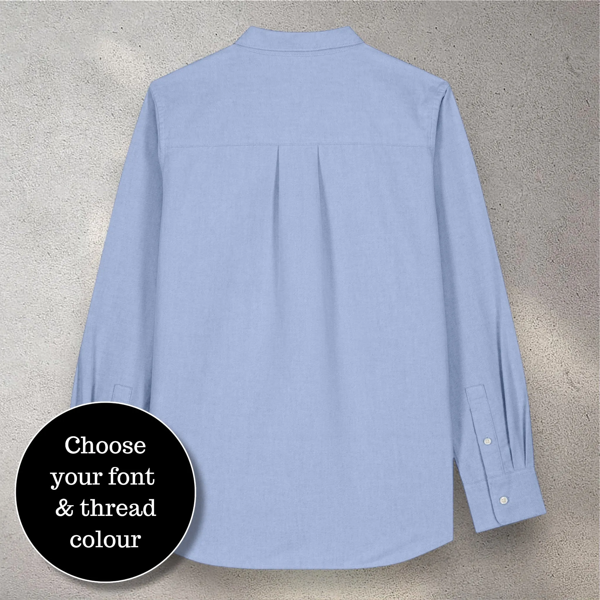 Personalised left chest embroidered women's classic fit organic cotton 'Oxford' shirt - choose your own font & thread colour