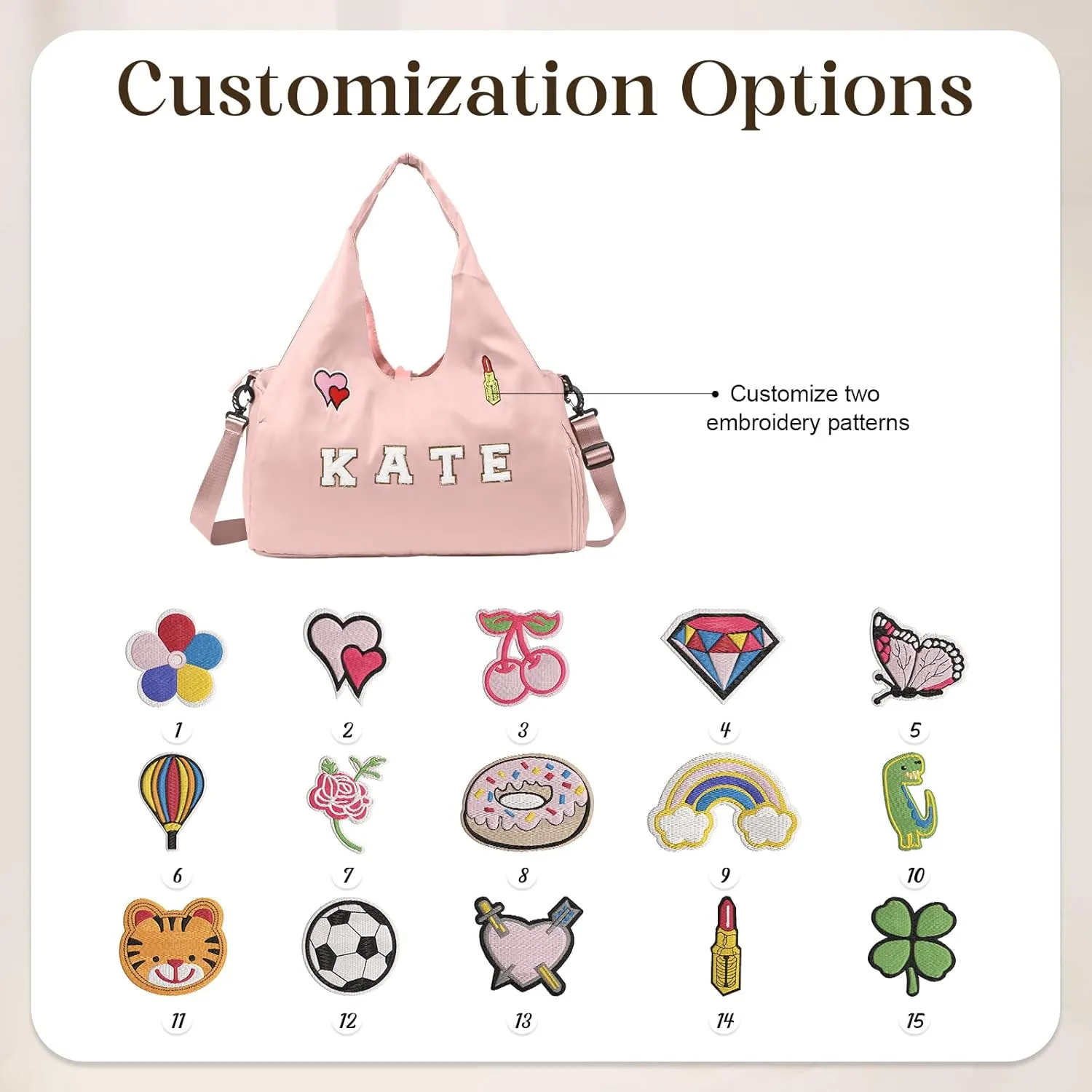 Personalized Duffel Bag with Name – Custom Travel Gym Bag for Women & Men – Waterproof Oxford Weekender Bag – Carry-On Overnight Bag for Sports, Gifts, Travel, Groomsmen (Pink)