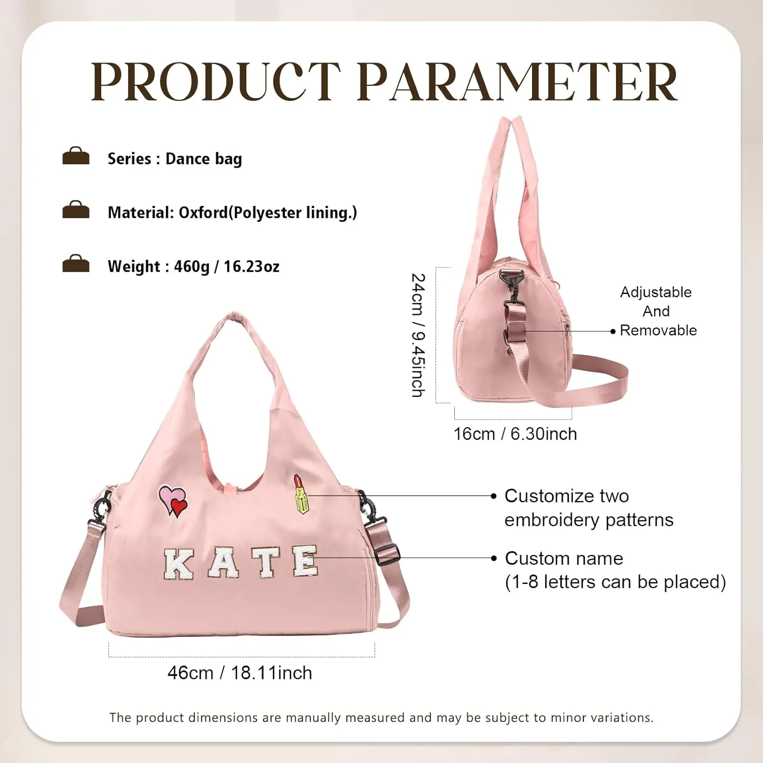 Personalized Duffel Bag with Name – Custom Travel Gym Bag for Women & Men – Waterproof Oxford Weekender Bag – Carry-On Overnight Bag for Sports, Gifts, Travel, Groomsmen (Pink)