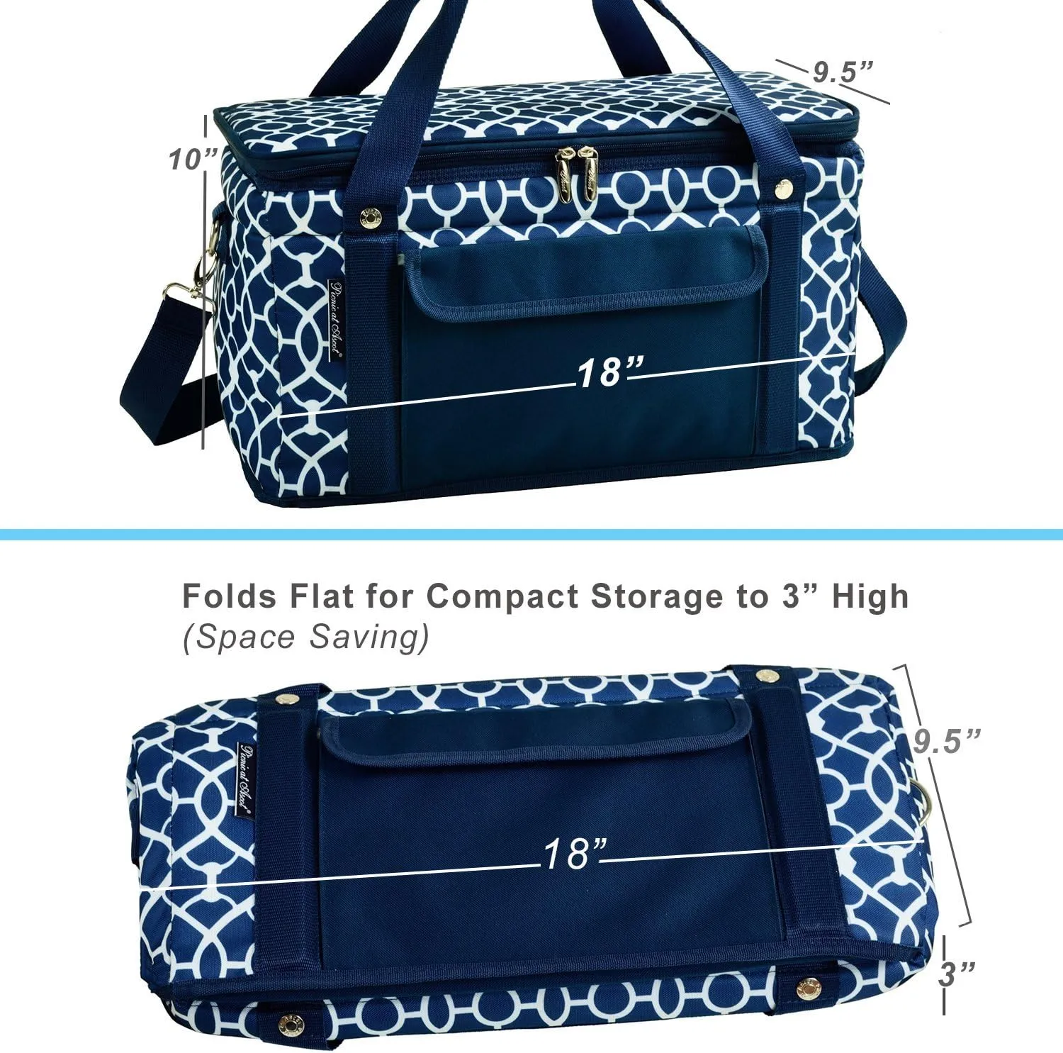Picnic at Ascot 42 Can Capacity Semi Rigid Collapsible Leakproof Cooler- Designed & Quality Approved in The USA - 2 Pack