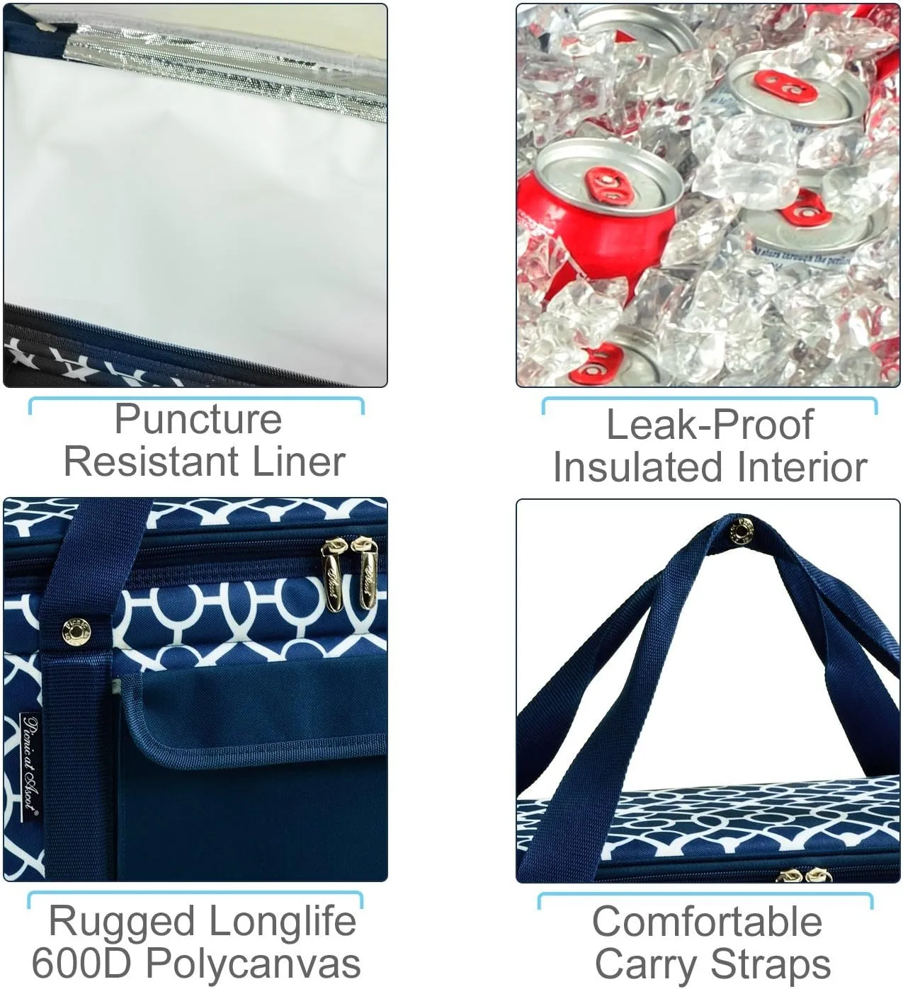 Picnic at Ascot 42 Can Capacity Semi Rigid Collapsible Leakproof Cooler- Designed & Quality Approved in The USA - 2 Pack