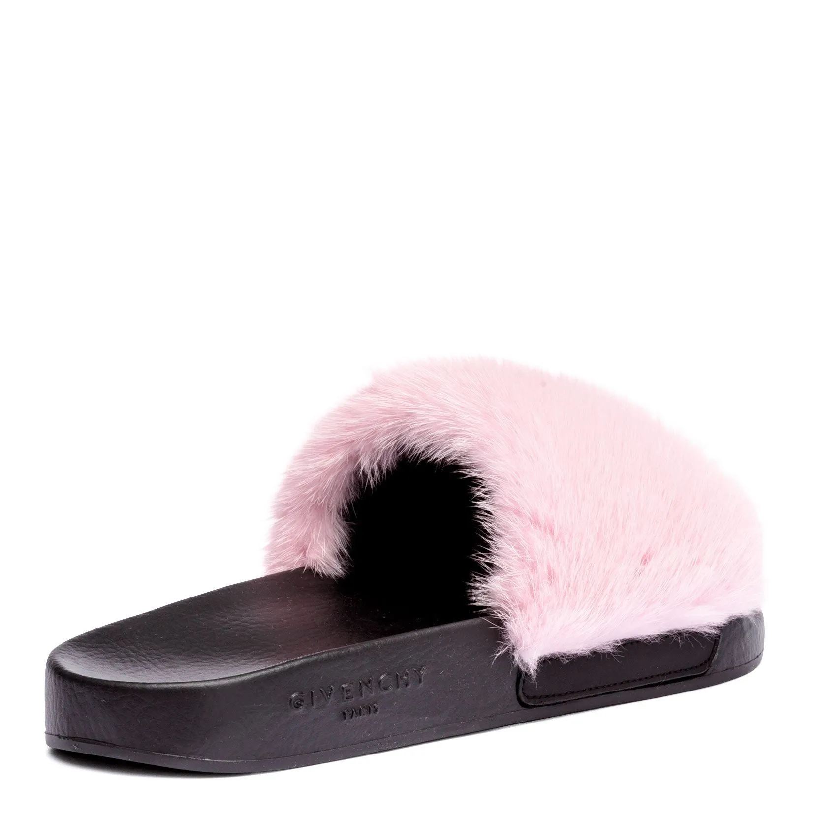 Pink mink slide sandals