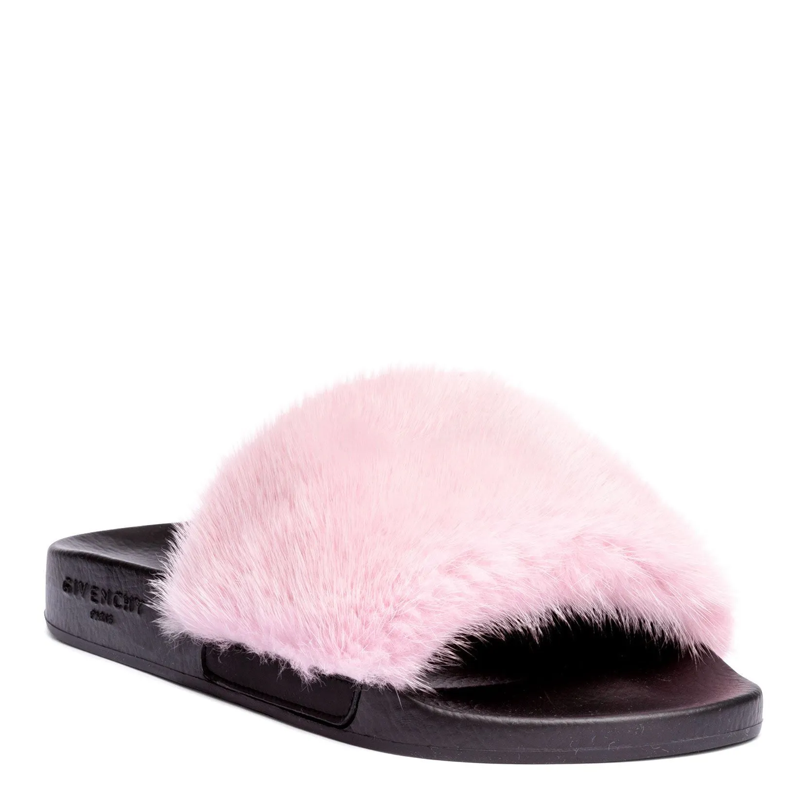 Pink mink slide sandals