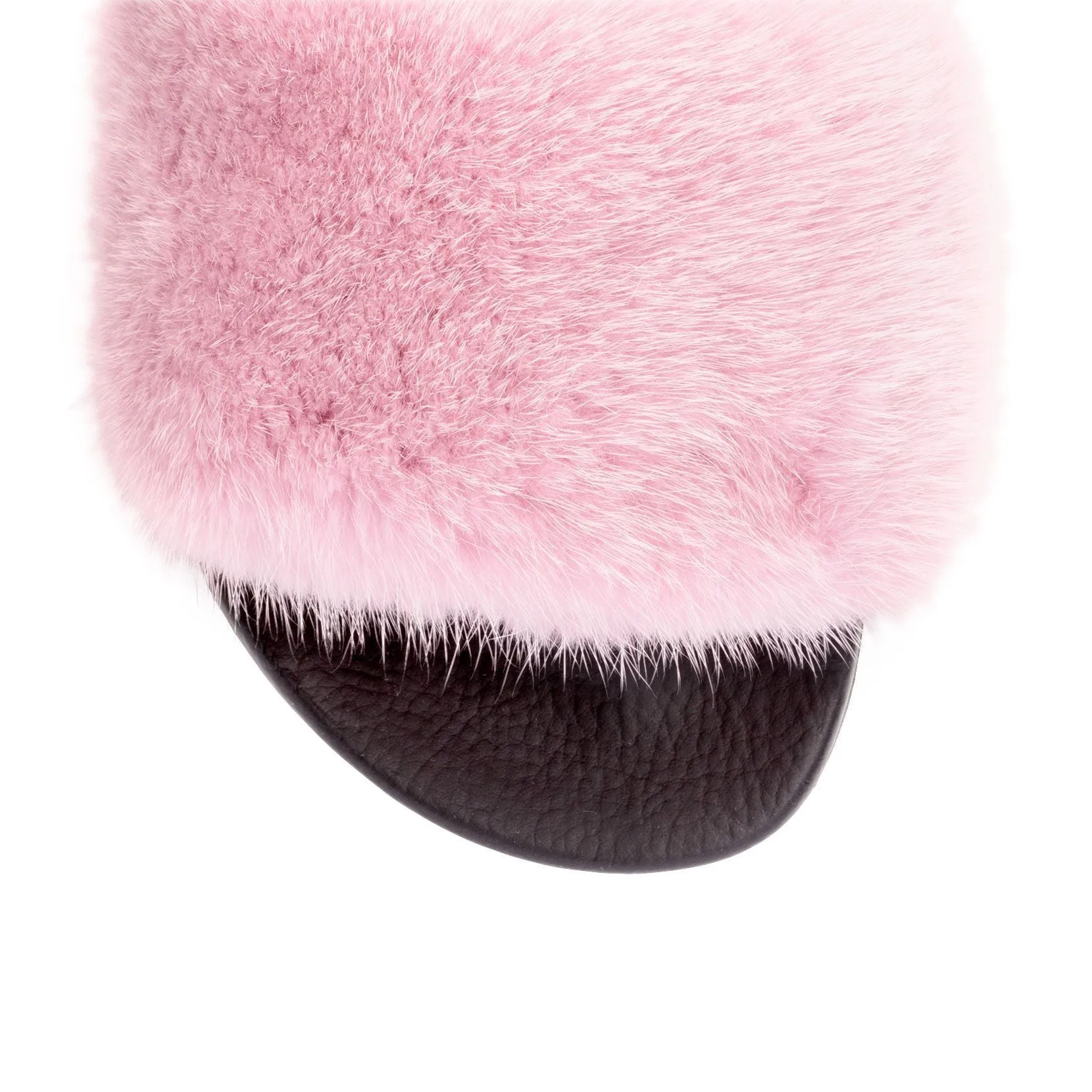 Pink mink slide sandals