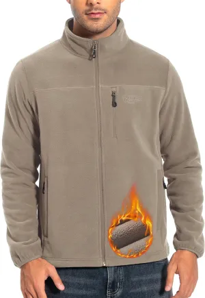 Pioneer Camp Men's Lightweight Polar Fleece Jacket Full Zip Antistatic Casual Coat Soft Warm Outwear with Zipper Pockets