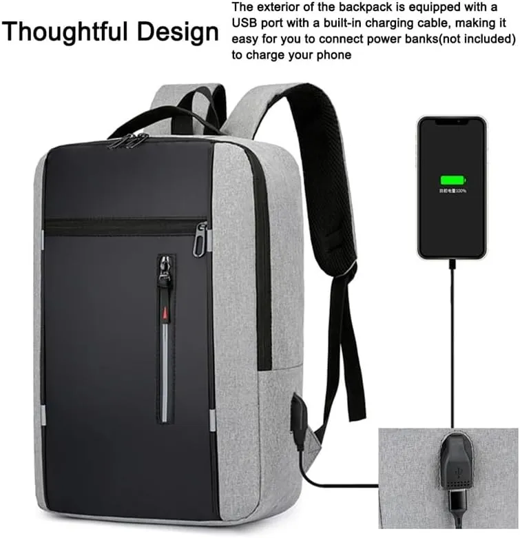 Portable Backpack Camping Travel Bag Business Daypack with USB Charging Port Fit 15.6 Inch Laptops for Men Women(1)