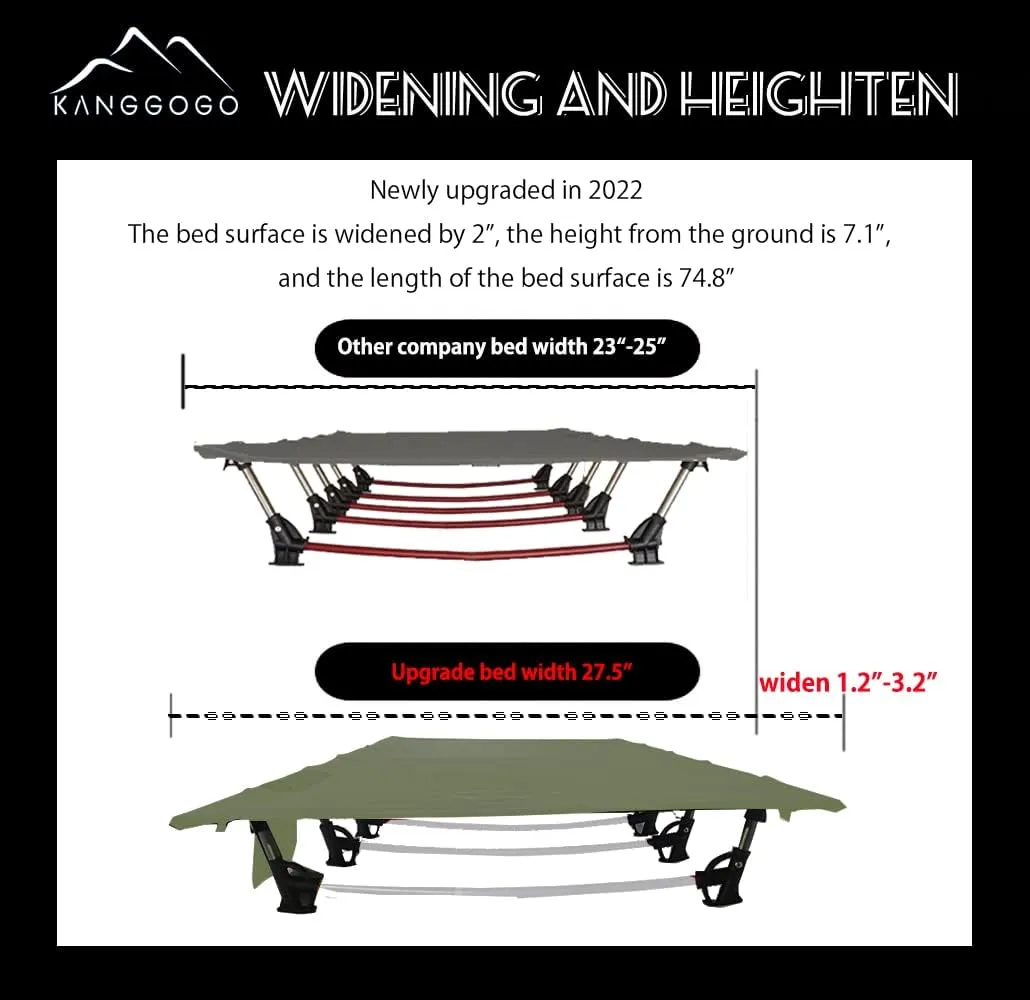 Portable Folding Outdoor Camping Cot Bed, Wide and Comfortable, Waterproof and Breathable, Can Carry 150 kg, with Storage Bag, Travelling, Mountaineering, Hiking
