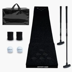 Premium Golf Pong Game Set – Includes Carry Bag, Putting Mat, 2 Adjustable Putters, 2 Golf Balls, 2 Bases, 12 Hole Covers - Fun Backyard Party Game