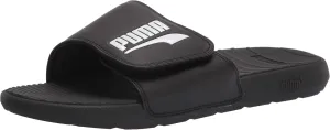 PUMA Men's Cool Cat Hook & Loop Slide Sandal, Black/Logo White, 12