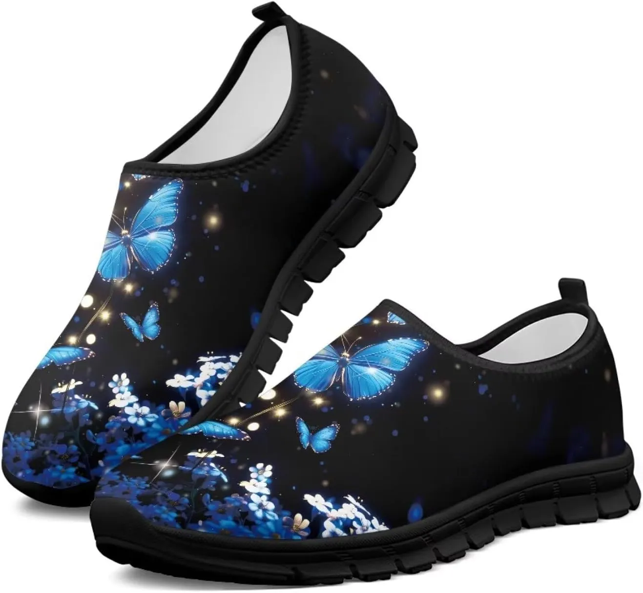 Pxjivorg Women's Art Pattern Slip-On Sneakers Casual Low-Top Flat Dress Shoes Soft Shoes Ladies Non-Slip Workout Holiday Shoes US Size 5.5-11.5