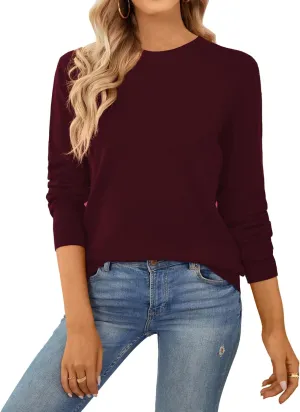 QUALFORT Women's Sweater 100% Cotton Soft Knit Pullover Tops