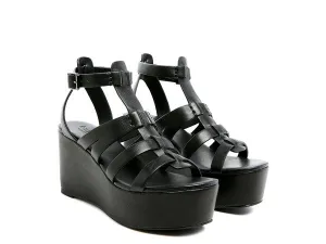 RAG&CO Windrush Cage Wedge Leather Sandal