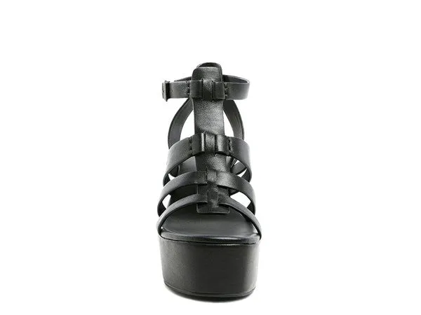 RAG&CO Windrush Cage Wedge Leather Sandal