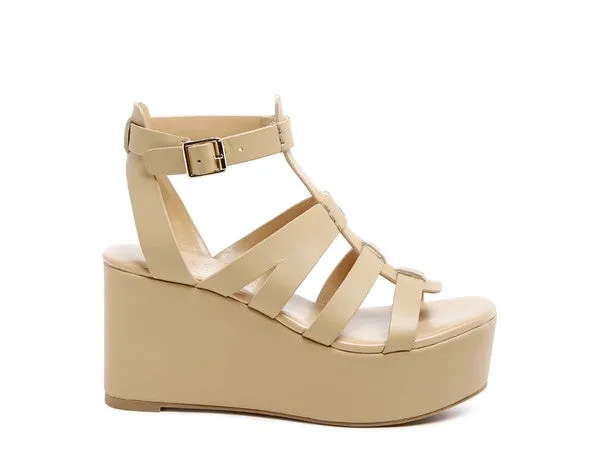 RAG&CO Windrush Cage Wedge Leather Sandal