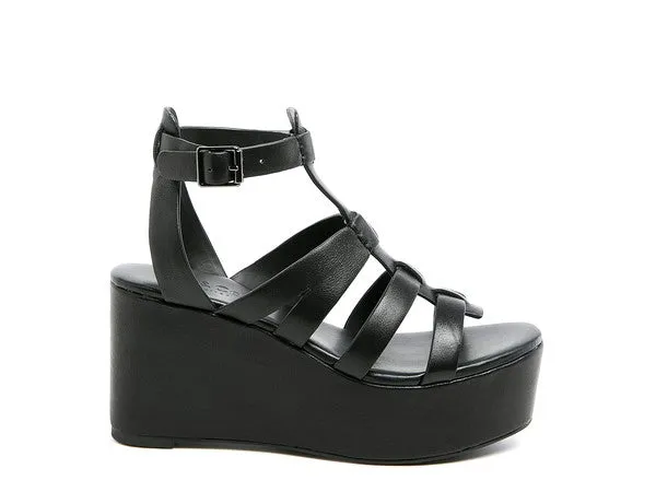 RAG&CO Windrush Cage Wedge Leather Sandal