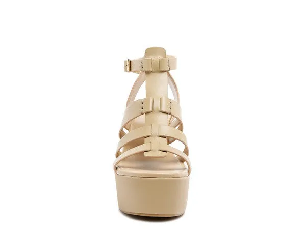 RAG&CO Windrush Cage Wedge Leather Sandal