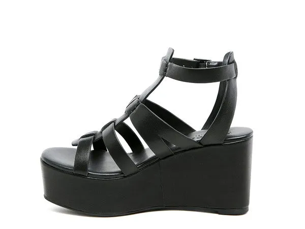 RAG&CO Windrush Cage Wedge Leather Sandal