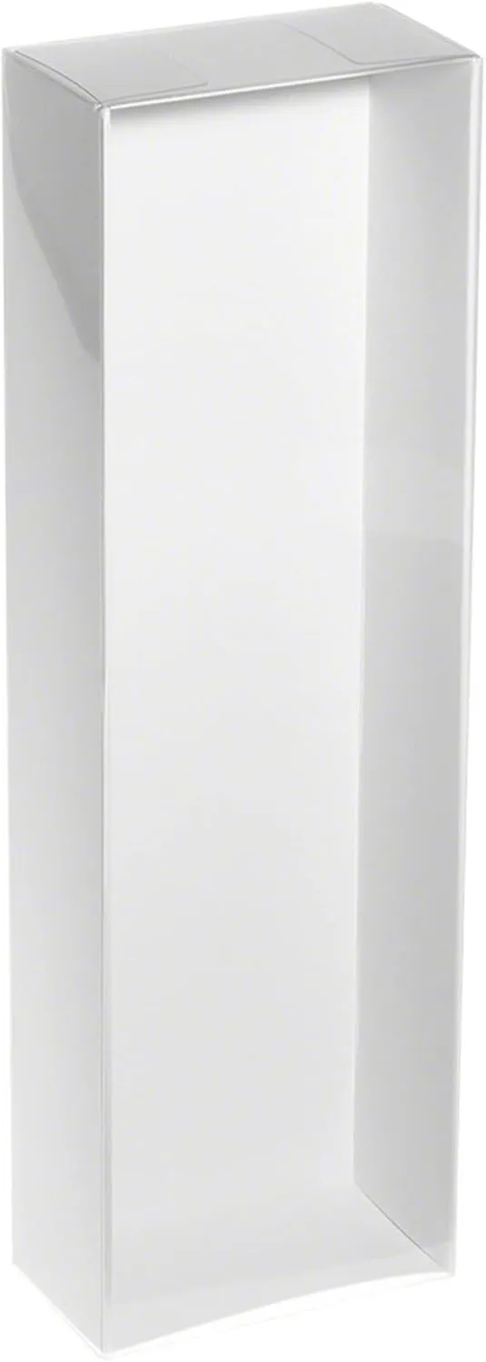 Redoll Clear Folding Display Box with White Liners and White Elastic for 11-12 inch Dolls or Action Figures, 4" W x 2.25" D x 13" H, Pack of 2